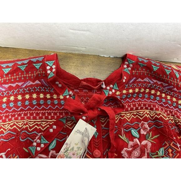 Johnny Was Lissa Embroidered Floral Peasent Tunic Top Rayon Size XS NWT - Picture 5 of 13